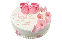 Tort z figurką różowe buciki