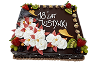 Tort 18-stka kwadratowy z kwiatami
