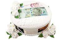 Tort urodzinowy z banknotami
